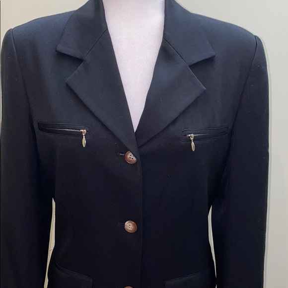 Theme long button zipper black blazer jacket Japan - Picture 3 of 11